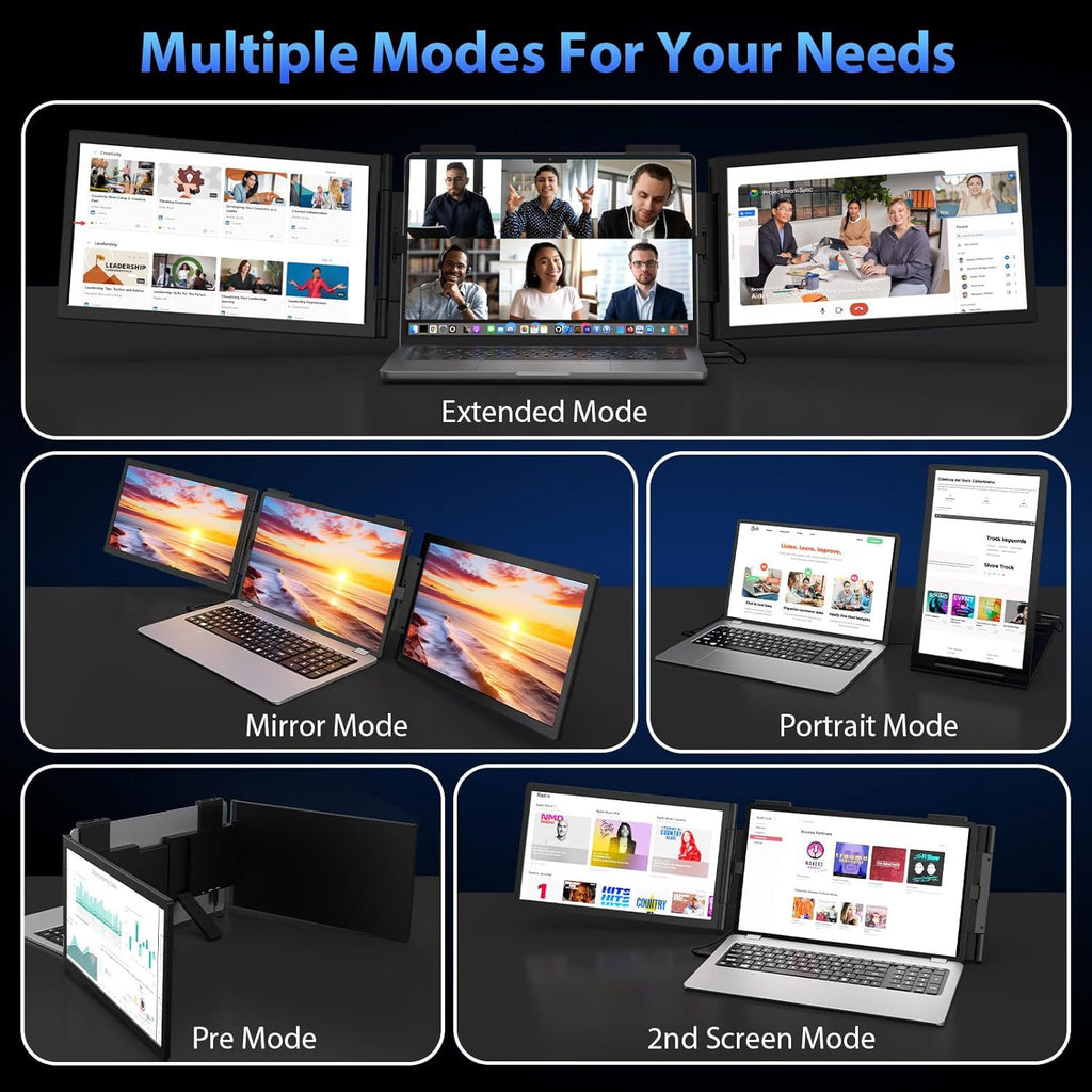 14" Dual Screen Portable Monitor — 1080P IPS | USB-C | For Gaming, Work & Travel | NovaTech