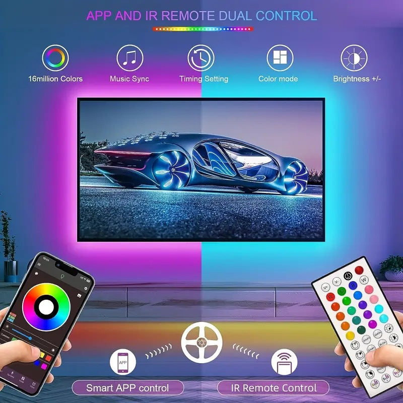 NovaTech RGB LED Strip — Music Sync | Bluetooth Control | Gaming & Room Setup Lighting