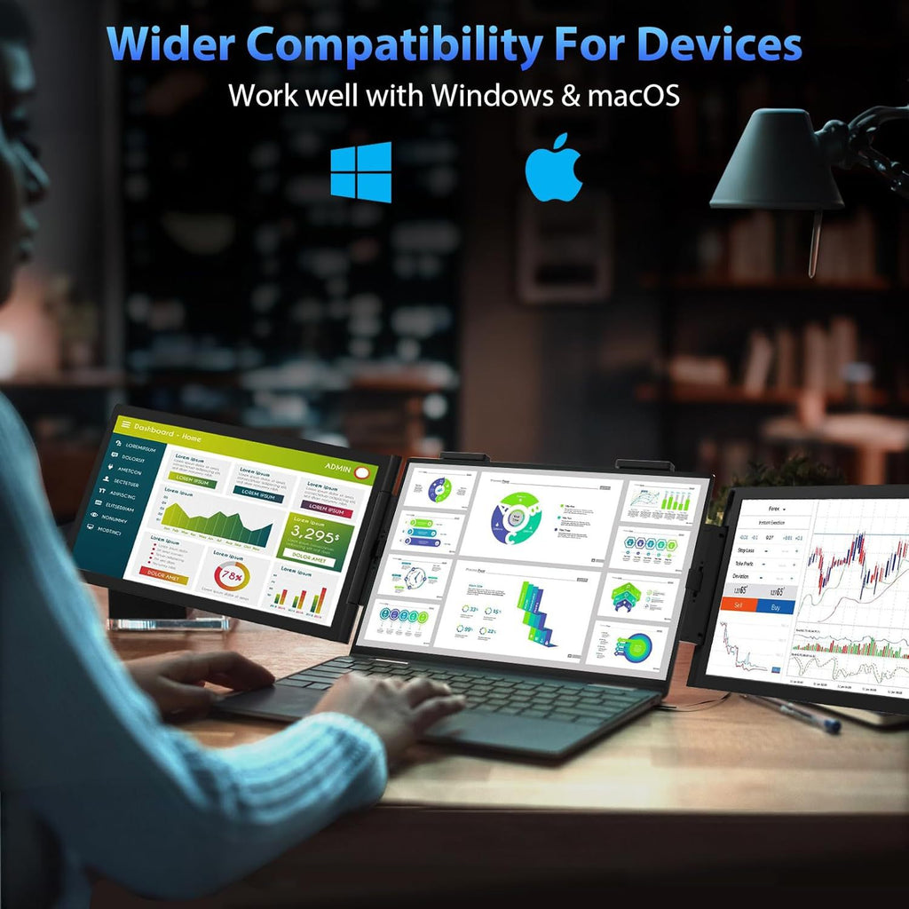 14" Dual Screen Portable Monitor — 1080P IPS | USB-C | For Gaming, Work & Travel | NovaTech