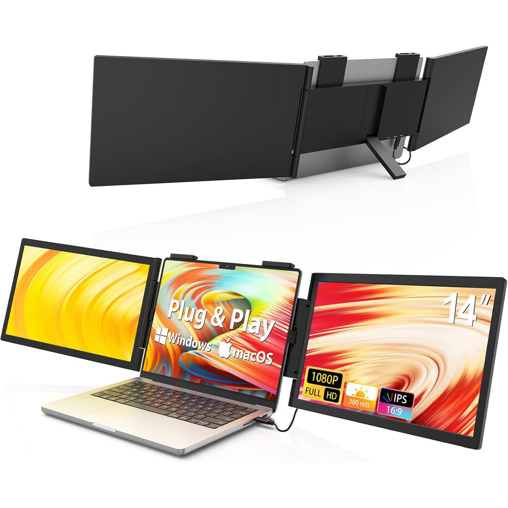 14" Dual Screen Portable Monitor — 1080P IPS | USB-C | For Gaming, Work & Travel | NovaTech