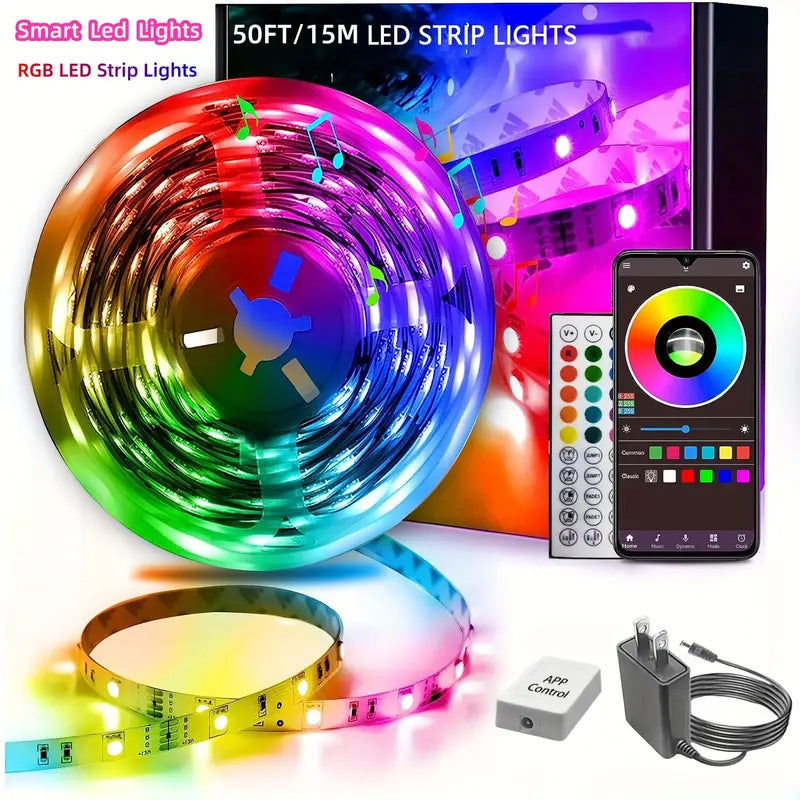 NovaTech RGB LED Strip — Music Sync | Bluetooth Control | Gaming & Room Setup Lighting