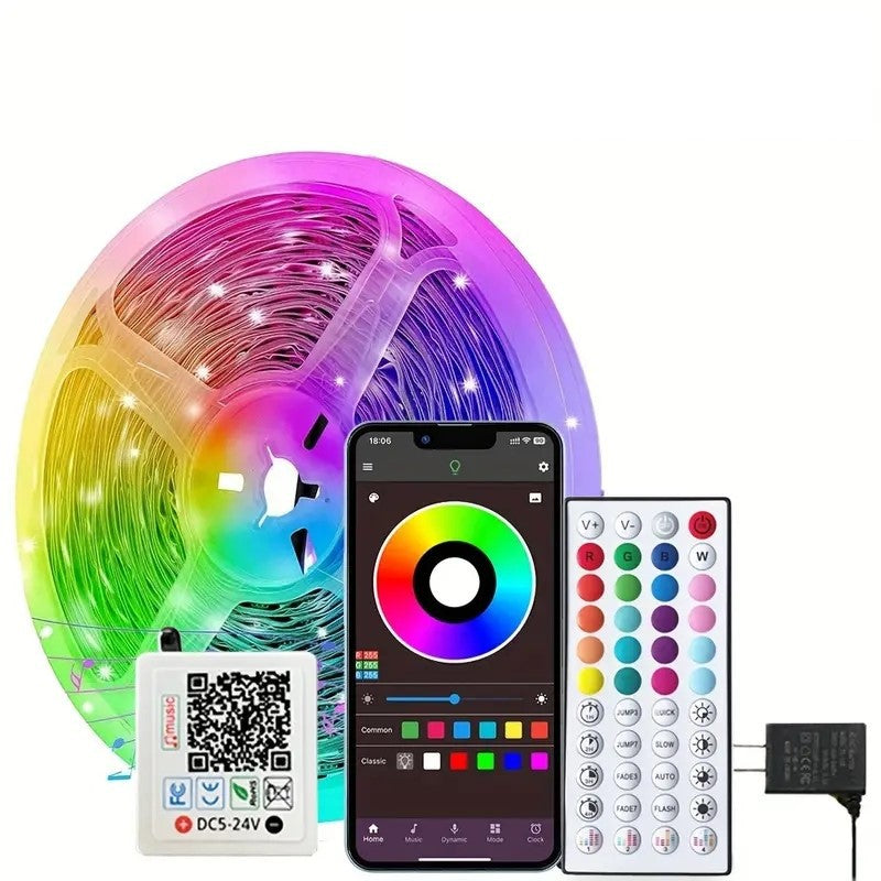 NovaTech RGB LED Strip — Music Sync | Bluetooth Control | Gaming & Room Setup Lighting